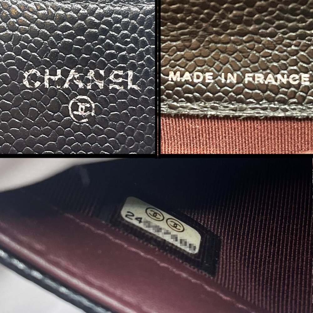 CHANEL CC Classic Caviar Flap Wallet Quilted Leather Chain Purse Black - Picture 14 of 14